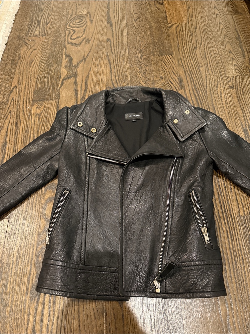 Mackage Women’s Black Leather Biker Jacket